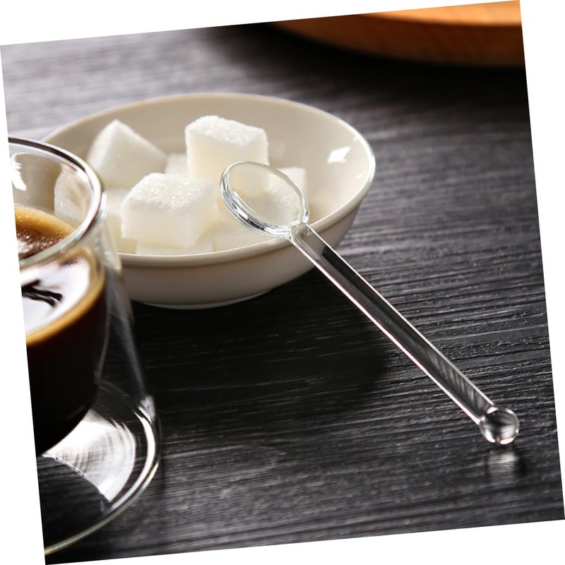 DINHEAROM 6 bastoncini in vetro per cocktail e yogurt, cucchiaini