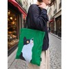 Kuciwa Original Calm Cat Side Profile Canvas Tote Bag｜13.78 ×