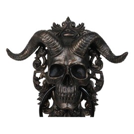 Ebros Sabbatic Goat of Mendes Samael Lilith Baphomet Horned God Skull Hanging Door Knocker with Built in Striker Plate Wall Decor Plaque with Lace Filigree 9.5" High