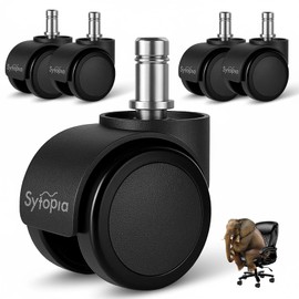 Sytopia Office Chair Wheels, Universal Standard Stem 7/16 inch x 7/8 inch, 2" Upgraded Quiet Caster Wheels Safe for All Floors Include Hardwood & Carpet, Not for 1KEA, Easy to Install, Set of 5