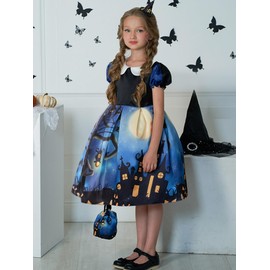 Aywyl Halloween Christmas Cosplay, Costume, Children, Girls, Dress, Performance, Princess, Witch Costume, Setless & Hat, Christmas, Santa, Princess, Baby, Kids, Devil Witch, One-Piece, Cosplay