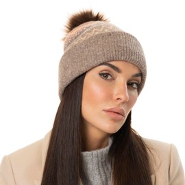 Barts Woodstar Alpaca Bobble Hat Beanie Knitted Hat Women's Hat Envelope Hat with Envelope, light beige