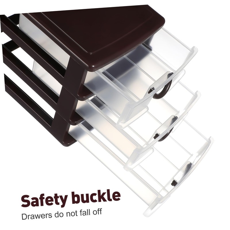 KOMBIUDA Plastic Storage Bin 3 Tier Drawer Organiser Box Home