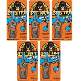 Gorilla 6770002 Micro Precise Super Glue, 5g, Clear - 5 Pack