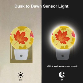 EKOBLA Maple Leaf LED Night Light Autumn Maple Tree Falling Leaves Dusk to Dawn Night Lamp Auto Sensor for Home Indoor Bathroom Hallway Kitchen