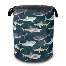 Cute Shark Collapsible Laundry Baskets,Laundry Hamper,Storage Basket with Handles for Bathroom Bedroom College Dormitory Living Room Nursery Organizer 16"x20"