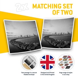 Square Stickers (Set of 2) 10cm BW - Manila Bay Skyline Philippines Sea Fun Decals for Laptops,Tablets,Luggage,Scrap Booking,Fridges, #43178