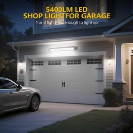 ZHPINGMX 2 Pack 24W LED Shop Light with Remote, Plug in Garage Light with 6.5FT Cord and On/Off Switch, 6000K 5400LM Work Shop Lighting for Garage Workshop Warehouse Factory Yard