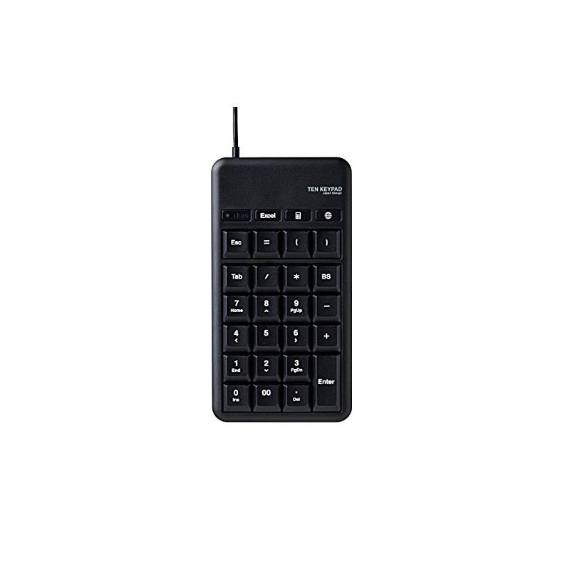 ELECOM Wired Membrane Tenkey M-size with USB Port, Hotkeys, High