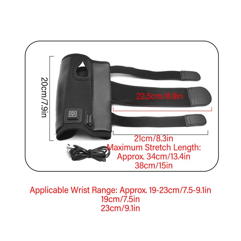 Heated Wrist Brace 3 Gear Hot Compress Adjustable Universal Wrist