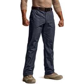 CQR Men's Quick Dry Work Pants, Water Resistant Outdoor Tactical Pants, Lightweight Stretch Cargo Hiking Pants, Duratex Pants Police Navy, 30W x 32L