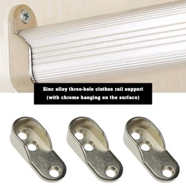 eMagTech 8pcs 3 Hole Wardrobe Rail End Supports Fit for 15mm Dia Closet Floor Curtains Ceiling Mount Rods Zinc Alloy Golden Colour 5mm Hole Dia