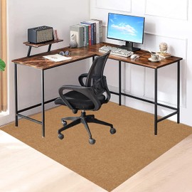 Large Office Desk Chair Mat 63"x51" Heavy Duty Non-Skid Floor Protector for Hard Floor, Hardwood, Tile (Brown)