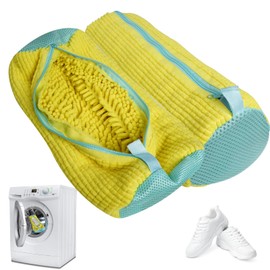Dufuso Shoe Wash Bag Washing Machine Pack of 2 Shoe Bags Washing Machine Multi Protection Reusable Shoe Wash Bag for All Shoe Types and Sizes Yellow