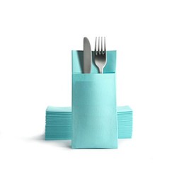 Alvotex Chic Airlaid 50 Cutlery Napkins Cutlery Pockets, Fabric-Like, High-Quality Disposable Napkin, 39 x 40 cm, Mint Blue