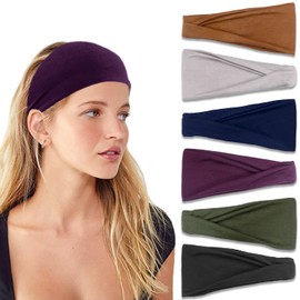 IVARYSS Headbands for Women, Non-Slip, Premium Stretchy Head Bands Hair Accessories,Wear for Yoga, Fashion, Working Out, Travel or Running, 6 Pack, Solid