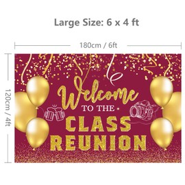 Dill-Dall Welcome to Class Reunion Backdrop Wall Banner, Class of 1995 2005 2015, Happy 10th 20th 30th Anniversary Classmate Reunion Party Photo Background Decorations Supplies Hanging Sign, 6x4ft Red