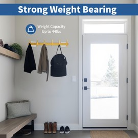 Snailhouse Coat Rack Wall Mount, Stainless Steel Heavy Duty Entryway Wall Coat Jacket Hanger Rack with 6 Hooks for Hanging Hat Towel Clothes Backpack, Gold