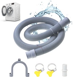 Drain Hose, 1.5 m Waste Water Hose, Drain Hose Extension Set, Includes Bracket, Hose Connector and Hose Clamps, for Washing Machine/Dishwasher/Dryer