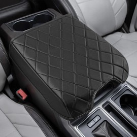 VarCozy Center Console Cover Compatible with 2015-2020 Ford F150 / 2017-2022 F250 F350 F450, Car Armrest Cover for 2018-2023 Expedition, PU Leather Console Cover Full Protector (Bucket Seat Only)
