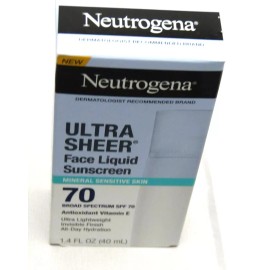 Neutrogena Ultra Sheer Face Liquid Sunscreen Lotion Mineral Sensitive Skin SPF70