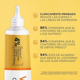 Garnier Express Aclara Crema de Ojos para Reducción Ojeras con Vitamina C + Niacinamida + Cafeína, 15 ml