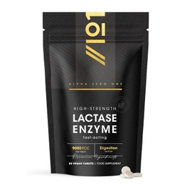 Lactase Tablets 9000 FCC (per Tablet) – 60 Count - Digestive Enzyme Helps Digest Lactose in Milk & Dairy – Support for Lactose Intolerance – by Alpha01