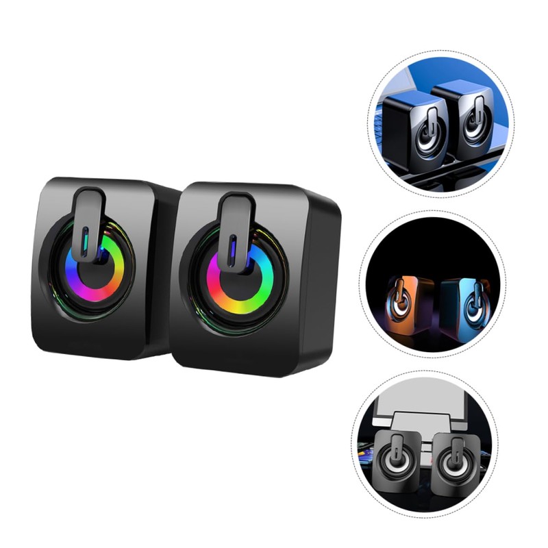 TEHAUX 1Pair Gaming Speakers with Subwoofer USB Wired Desktop Soundbox