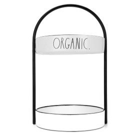 Rae Dunn Two Tiered Tray - 2 Tier Tray Decor for Serving and Presentation - Decorative and Functional Round Metal Farmhouse Tiered Tray - White Tray Decor - Rustic Two Tier Stand Display Station