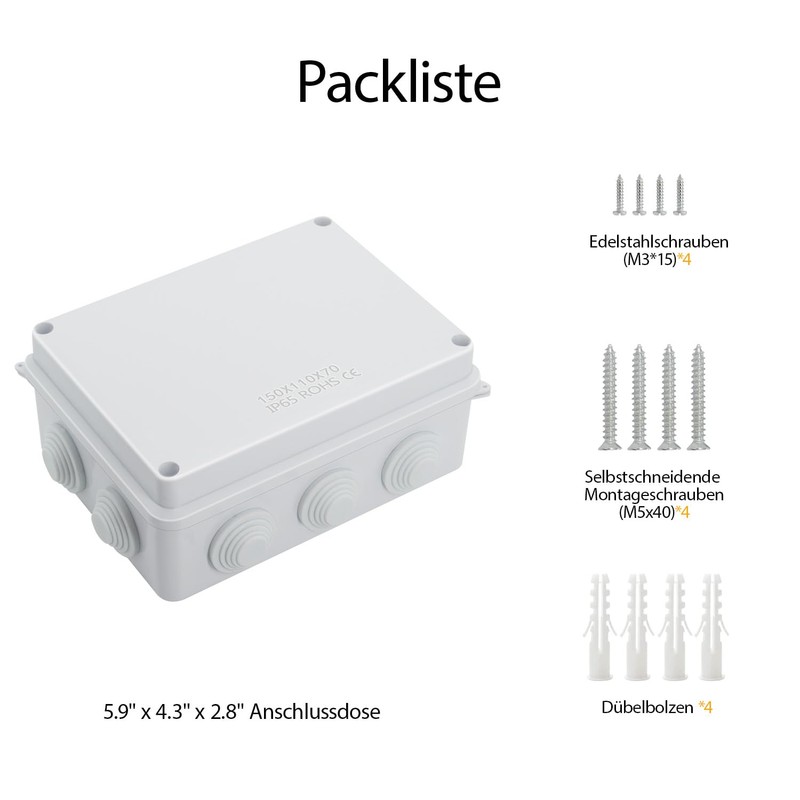 LeMotech ABS Plastic Dustproof Waterproof IP65 Junction Box Universal Electrical