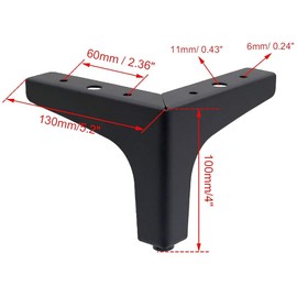 Hyever Metal Sofa Legs Furniture Replacement Leg Black Sofa Feet Heavy Duty Triangle Cabinet Feet Set of 4 (Black 4 Inch)