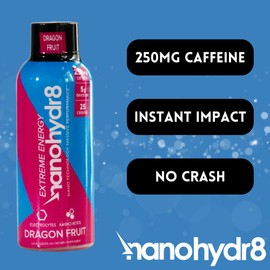 Nanohydr8 Workout Energy Drink with Nanotechnology for Fast Hydration and Electrolyte Recovery, 4 Ounce Shooter, Dragon Fruit Extreme 12 Pack