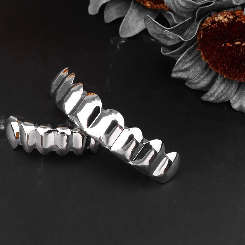 PRETYZOOM Silver Teeth for Men and Women Mouth Top Bottom