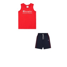 Champion Boys' Legacy Boy-Graphic Sleeveless Crew Neck with Logo Set, Red (RS011)