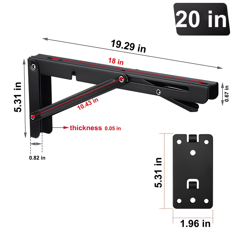 Folding Shelf Brackets， Detachable Folding Bracket，2 Pack Heavy Duty Wall