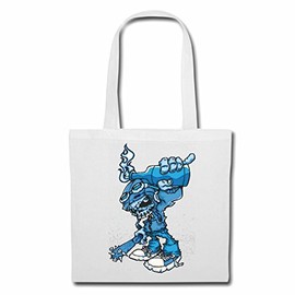 'Shoulder bag "Blue Monster With Bottle Empty Outdoor Bike Outdoor T-Shirt Route 66 Motorcycle Chopper Gothic Motorcycle Skull Motorcycle Club Bike Shopping Bag School Bag Gym Bag in White
