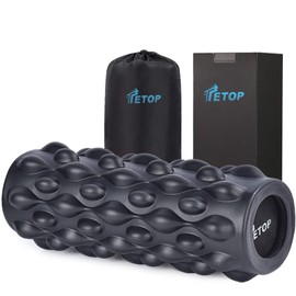 TETOP Foam Roller, Myofascial Release Roller, Stretch Roller, Unbreakable, Solid, Thinner, Lightweight, Yoga Pole, Exercise, Training, 16.6 oz (32 x 12.5 cm), Load Capacity 1600.2 lbs (500 kg), Japanese Instruction Manual Included, Black