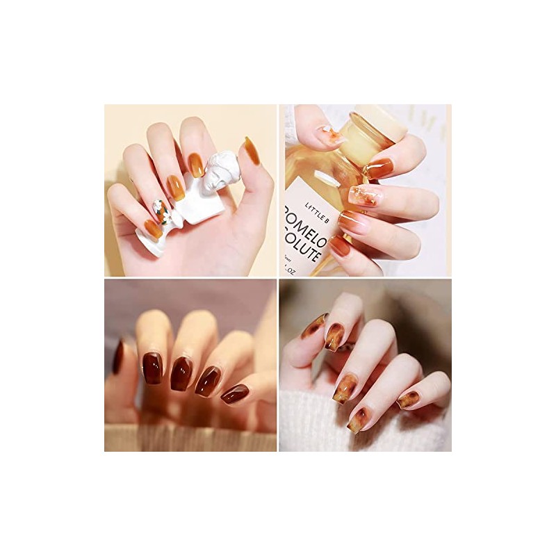 Juego de esmaltes de uñas en gel, marrón, translúcido, transparente