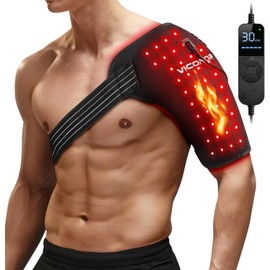 Viconor Red Light Therapy for Shoulder Pain Relief, Infrared Light Therapy for Body, Improve Joint Muscle, 660nm & 850nm Red Light Heated Shoulder Wrap with Massage, Black1