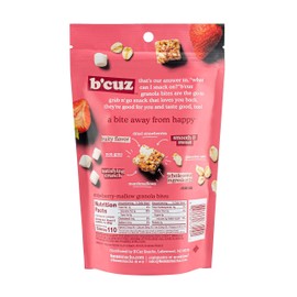 B'cuz Granola Bites 3-Bag Gluten Free Healthy Snacks for adults, Healthy Granola Gluten Free Snack - Kosher Snacks for Kids, Vegan Snack - 3 oz Strawberry-Mallow (Pack of 3)