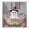 ZRUWUA Halloween Ghost Shower Curtain Funny Spooky Take a Bath