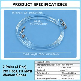Bamboopack 2 Pairs Clear Invisible Detachable Shoe Straps Anti-Slip Attachable Ankle Straps Shoe Belt Bands for Holding High Heels Shoes Pumps