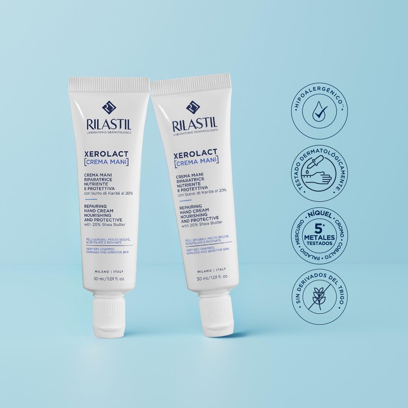 Rilastil Xerolact Repairing Hand Cream, Restorative, Nourishing and Protective Cream
