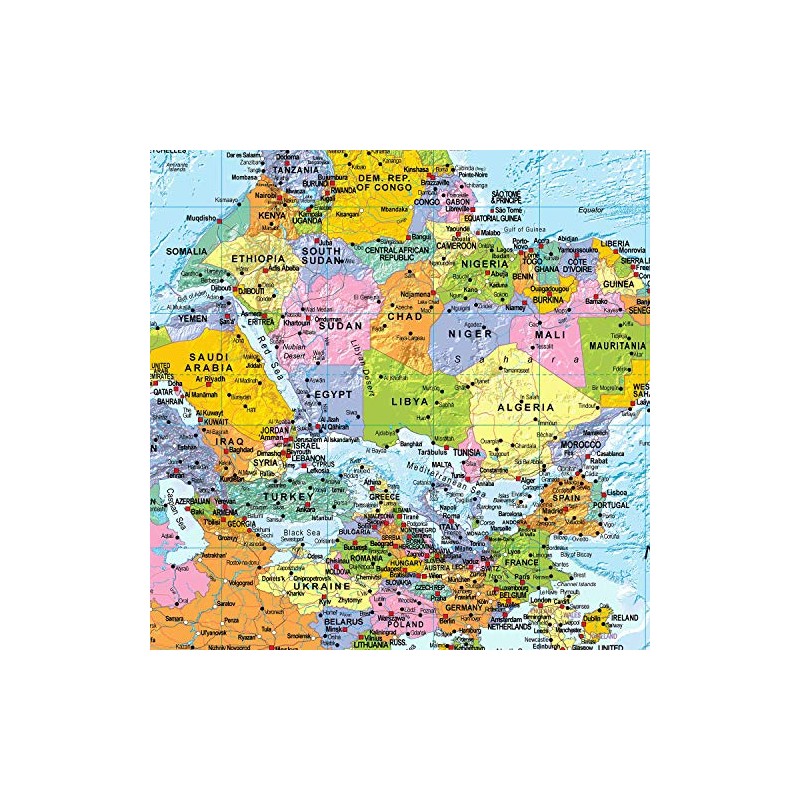 Upside Down World Political Map - 1:40m - Medium -