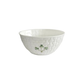 Belleek Pottery Shamrock Bowl, 6", Green/White