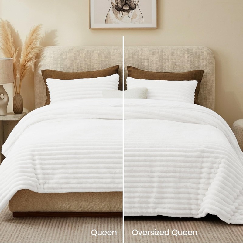 Quataly White Queen Comforter Set (3-Piece) – Cloud-Like Fleece Comforter