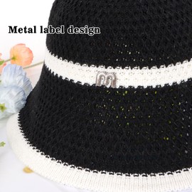 HeyCaps Sun Hat for Women - Wide Brim Foldable Breathable Hollow Design UV Protection Stylish Outdoor Fisherman Bucket Hat Black