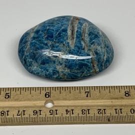 WatanGems 137g,2.4"x1.9"x1", Blue Apatite Palm-Stone Tumbled Reiki Energy, Metaphysical Stone, from Madagascar, B16358