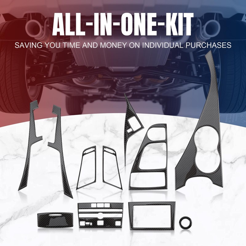 AUTOKAY 11pcs Carbon Fiber Full Interior Set Kit Cover Trim