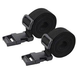 2-Pack of Luggage Straps - Utility Strap for Outdoor Sports Backpacking Sleeping Bag Compression Luggage Bundling with Quick Release Buckle (Black, 2.5CM*100CM)